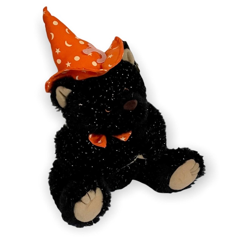 American Greetings Vintage Soft Touch Halloween Bear with Glow-in-the-dark Hat